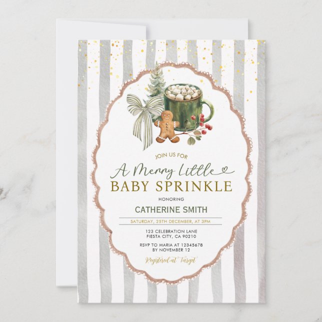 Invitación Green Gender Neutral Gingerbread Baby Sprinkle (Anverso)