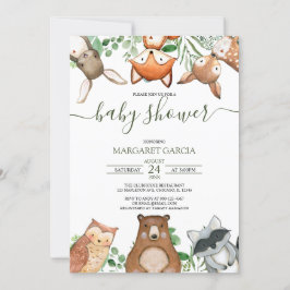 Invitación Green Gender Neutral WOODLAND Baby Shower