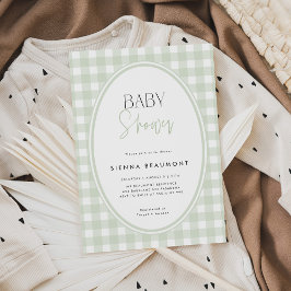 Invitación Green Gingham Baby Shower Invitation
