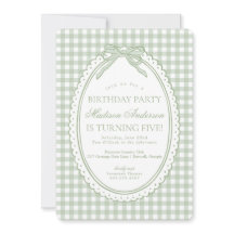Green Gingham Coquette Bow Birthday Party