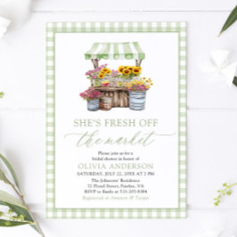 Invitación Green Gingham Fresh Off The Market Bridal Shower