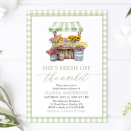 Invitación Green Gingham Fresh Off The Market Bridal Shower