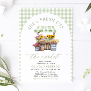 Invitación Green Gingham Fresh Off The Market Bridal Shower