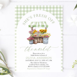 Invitación Green Gingham Fresh Off The Market Bridal Shower