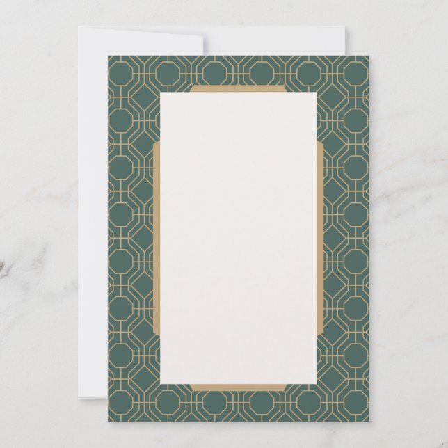 Invitación Green & Gold Art Deco Style Wedding Invitation (Anverso)