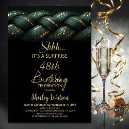 Invitación Green Gold Braid Any Age Surprise Cumpleaños