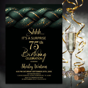 Invitación Green Gold Braid Surprise Fiesta de cumpleaños núm