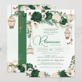 Invitación Green & Gold Elegent Floral Garden Bridal Shower