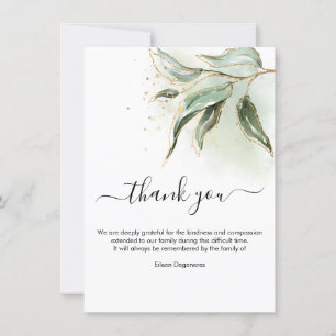Invitación Green Gold Eucalyptus Bereavement Gracias