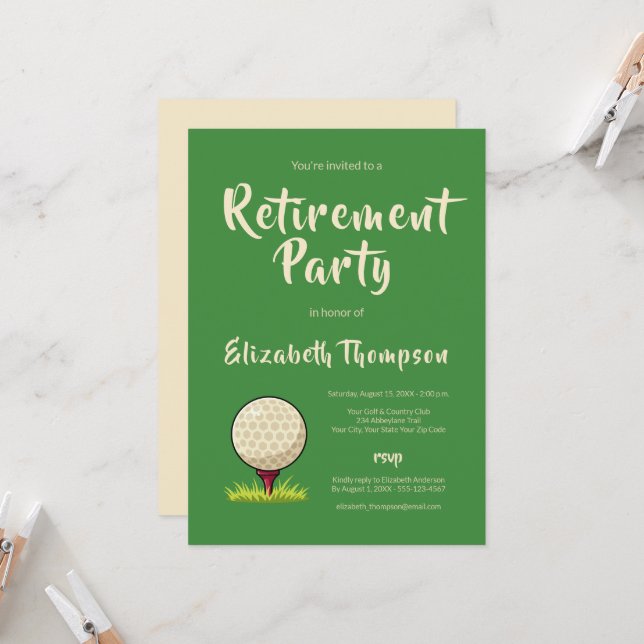 Invitación Green Golf Themed Retirement Party Invitation (Anverso/Reverso In Situ)