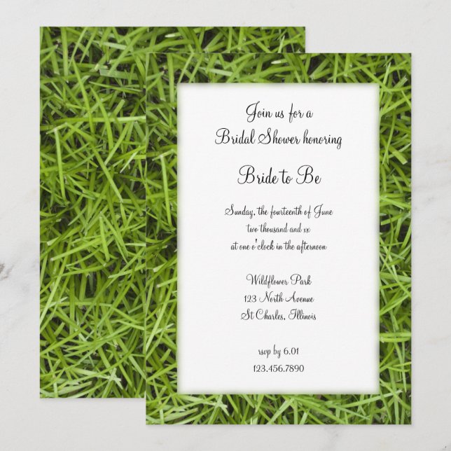 Invitación Green Grass Backyard Bridal Shower (Anverso / Reverso)