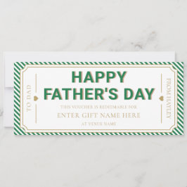 Invitación Green Happy Father's Day Gift Voucher Card