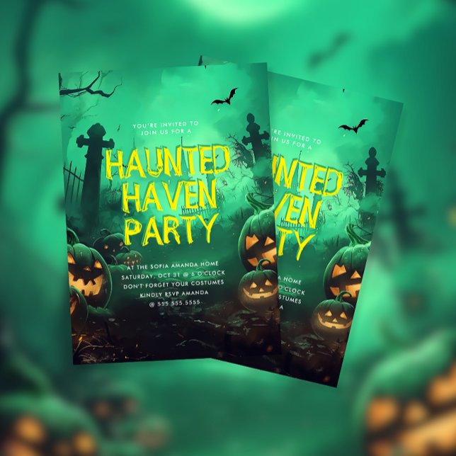 Invitación Green Haunted Haven Halloween Party (Subido por el creador)