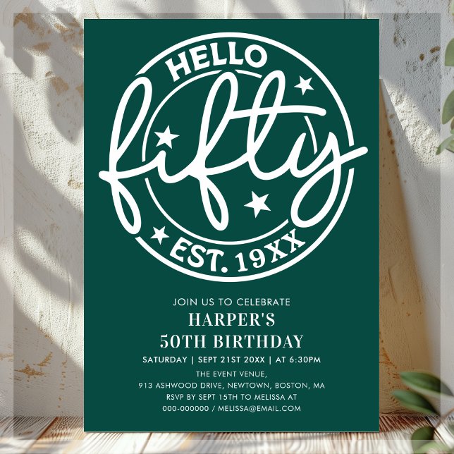 Invitación Green Hello Fifty 500th Birthday (Subido por el creador)