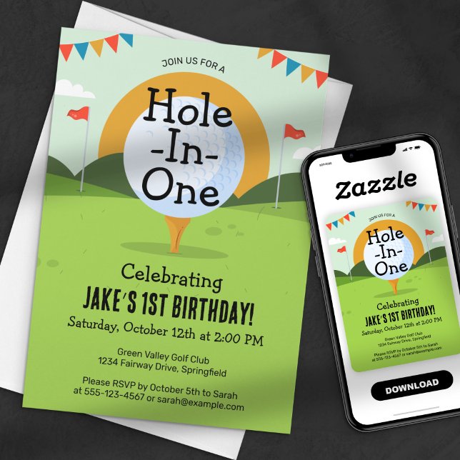 Invitación Green Hole-In-One Golf Birthday Par-tee (Subido por el creador)