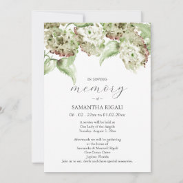 Invitación Green Hydrangea Celebration of Life Invitations