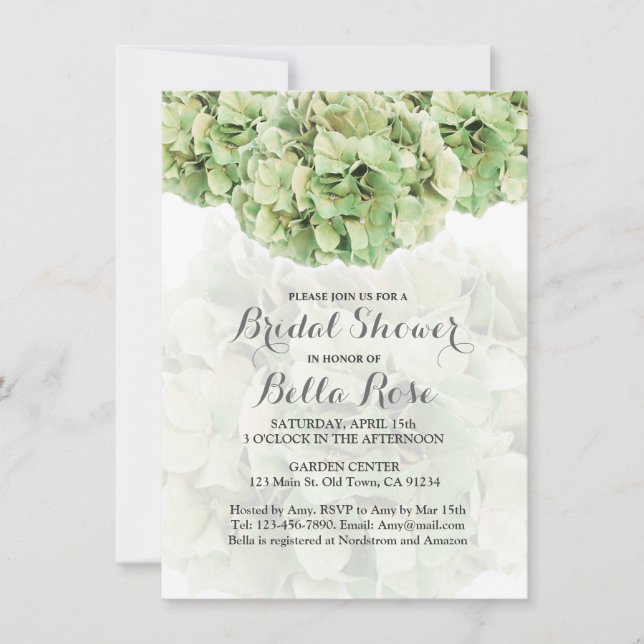 Invitación Green Hydrangea Floral Spring Bridal Shower Card (Anverso)