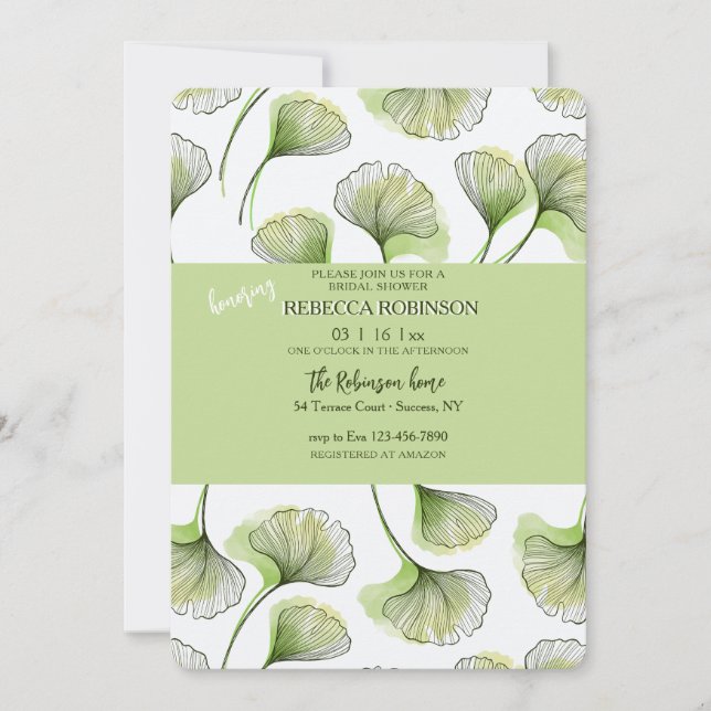 Invitación Green Leaf Pattern Invitation (Anverso)
