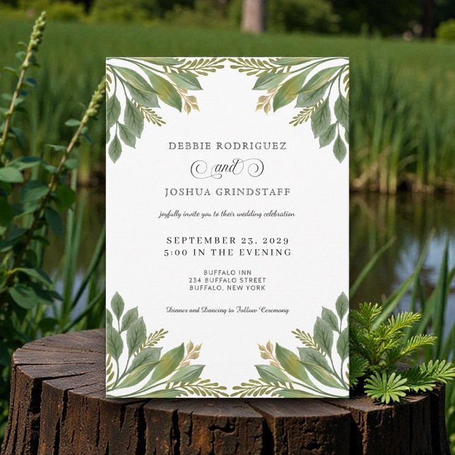 Invitación Green Leaves Greenery Wedding Invitation  (Subido por el creador)