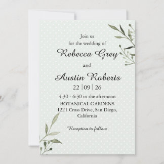 Invitación Green Leaves Modern  Minimalist Greenery Wedding