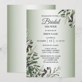Invitación Green Leaves Olive Elegante Bridal Shower