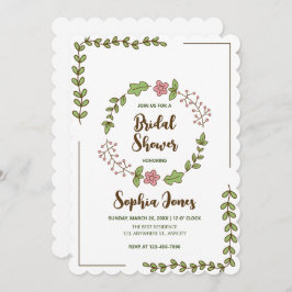 Invitación Green Lees Pink Flower Bridal Shower