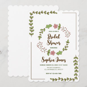 Invitación Green Lees Pink Flower Bridal Shower