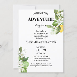 Invitación Green Lemony Honeymoon Shower