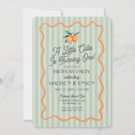 Invitación Green Little Cutie Pastel Citrus Tema Cumpleaños