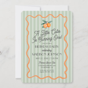 Invitación Green Little Cutie Pastel Citrus Tema Cumpleaños