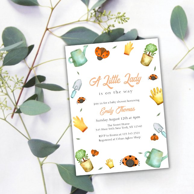 Invitación Green Little Ladybug Garden Baby Shower (Greenery Little Ladybug Garden Baby Shower Invitation)