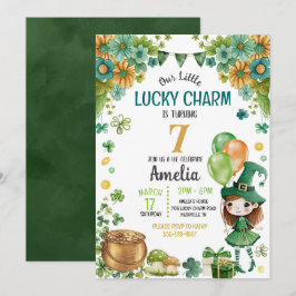 Invitación Green Little Leprechaun Chica St Patricks Cumpleañ