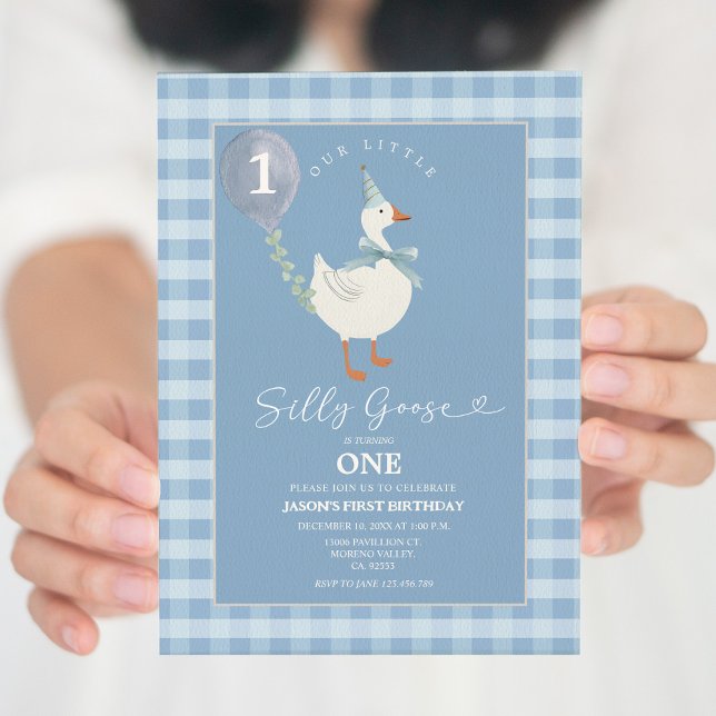 Invitación Green Little Silly Goose Balloon Boy 3º cumpleaños (Subido por el creador)