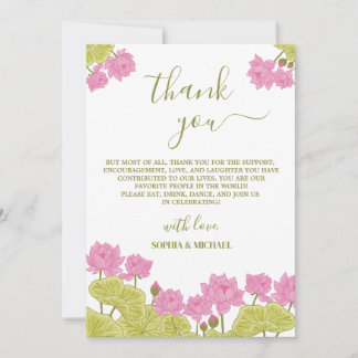 Invitación Green Lotus Lily Flowers Boda Indian gracias