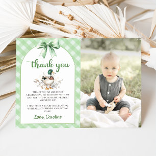 Invitación Green Lucky Duck Boy Birday Photo You Card