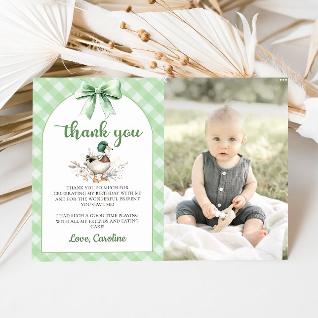 Invitación Green Lucky Duck Boy Birday Photo You Card (Subido por el creador)