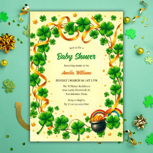 Invitación Green Lucky Shamrock St. Patrick's Day Baby Shower