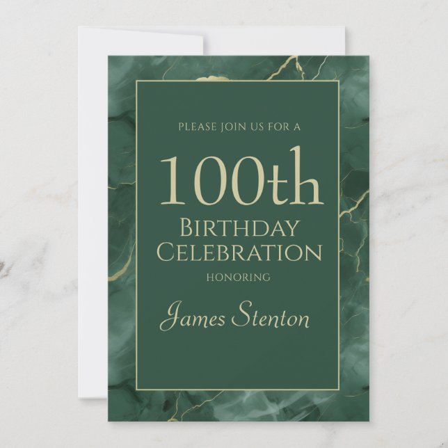 Invitación Green Marble 1000th Birthday (Anverso)