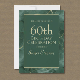 Invitación Green Marble 60th Birthday