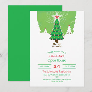 Invitación Green Merry Christmas Tree