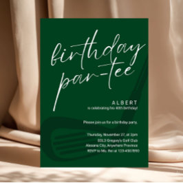 Invitación Green Minimalist Men Golf Birthday Par-Tee
