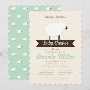 Invitación Green Mint Little Lamb Baby Shower por correo