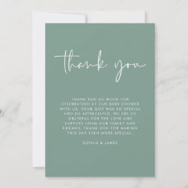 Invitación Green Modern Gender Neutral Baby Shower Gracias