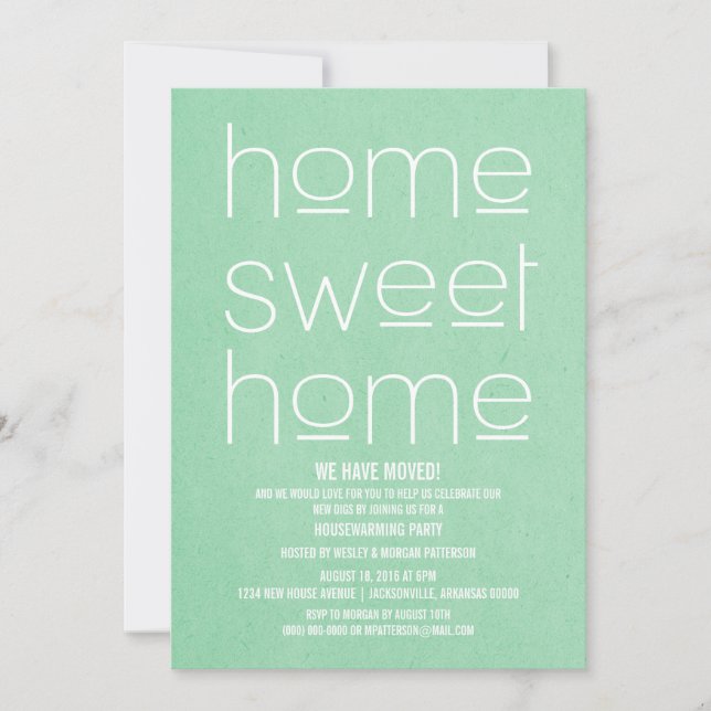 Invitación Green Modern Sweet Home Fiesta (Anverso)