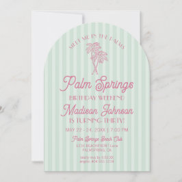 Invitación Green Palm Springs Pastel Beach Birday Weekend
