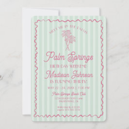 Invitación Green Palm Springs Pastel Beach Birday Weekend