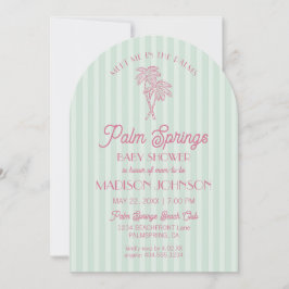 Invitación Green Palm Springs Pastel Beach Cabana Baby Shower