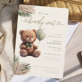 Invitación Green Pampas We can Bearly Wait Neutral Baby