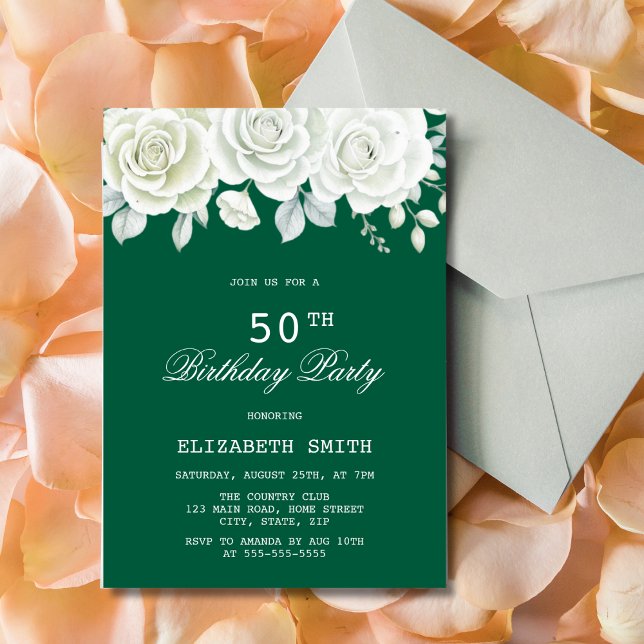 Invitación Green Pastel White Rose Greeneration Cumpleaños (Subido por el creador)