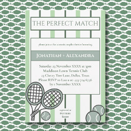 Invitación Green Perfect Match Tennis Couples Bridal Shower